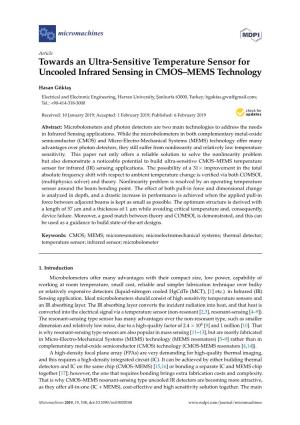Towards an Ultra-Sensitive Temperature Sensor for Uncooled Infrared Sensing in CMOS–MEMS Technology