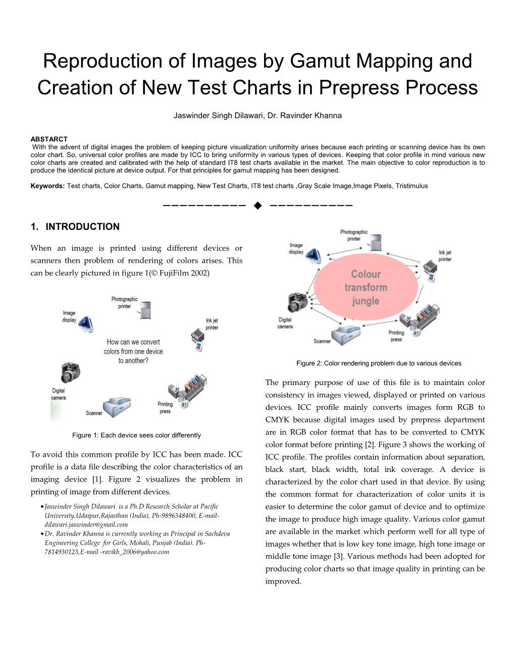 Reproduction of Images by Gamut Mapping and Creation of New Test Charts in Prepress Process