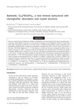 6, a New Mineral Isotructural with Claringbullite: Description and Crystal Structure