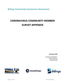 Coronavirus Community Member Survey Appendix