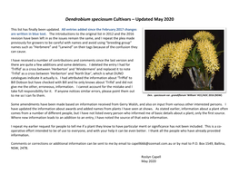 Dendrobium Speciosum Cultivars – Updated May 2020