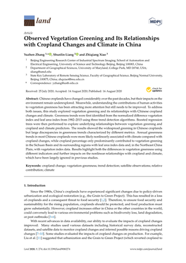 Observed Vegetation Greening and Its Relationships with Cropland Changes and Climate in China