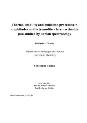 Thermal Stability and Oxidation Processes in Amphiboles on the Tremolite – Ferro-Actinolite Join Studied by Raman Spectroscopy