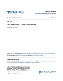 NCCAA Division 1 Men's Soccer Awards