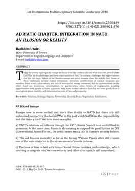 Adriatic Charter, Integration in Nato an Illusion Or Reality