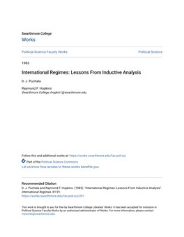 International Regimes: Lessons from Inductive Analysis