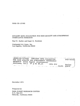 Inflight Data Collection N75-14745 Fob Ride Quality