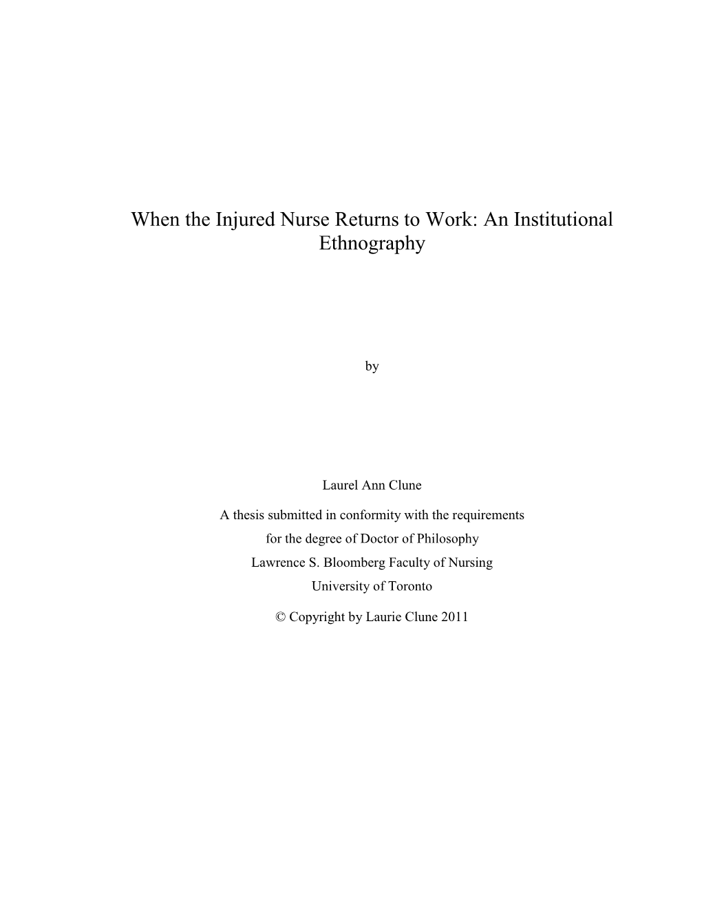 When the Injured Nurse Returns to Work: an Institutional Ethnography