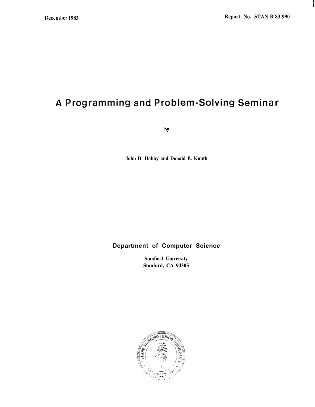 A Programming and Problem-Solving Seminar