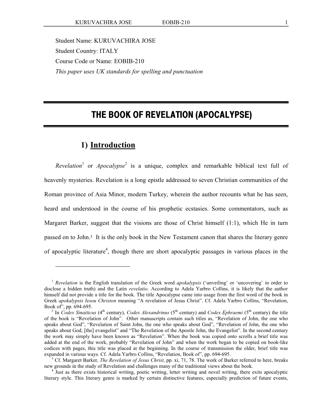 The Book of Revelation (Apocalypse)