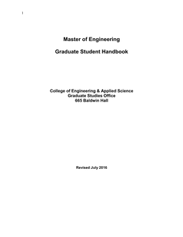 Master of Engineering Graduate Student Handbook
