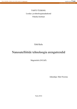 Nanosatelliitide Tehnoloogia Arengutrendid