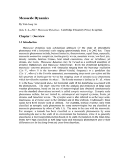 Mesoscale Dynamics