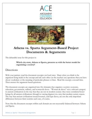 Athens Vs. Sparta Argument-Based Project Documents & Arguments