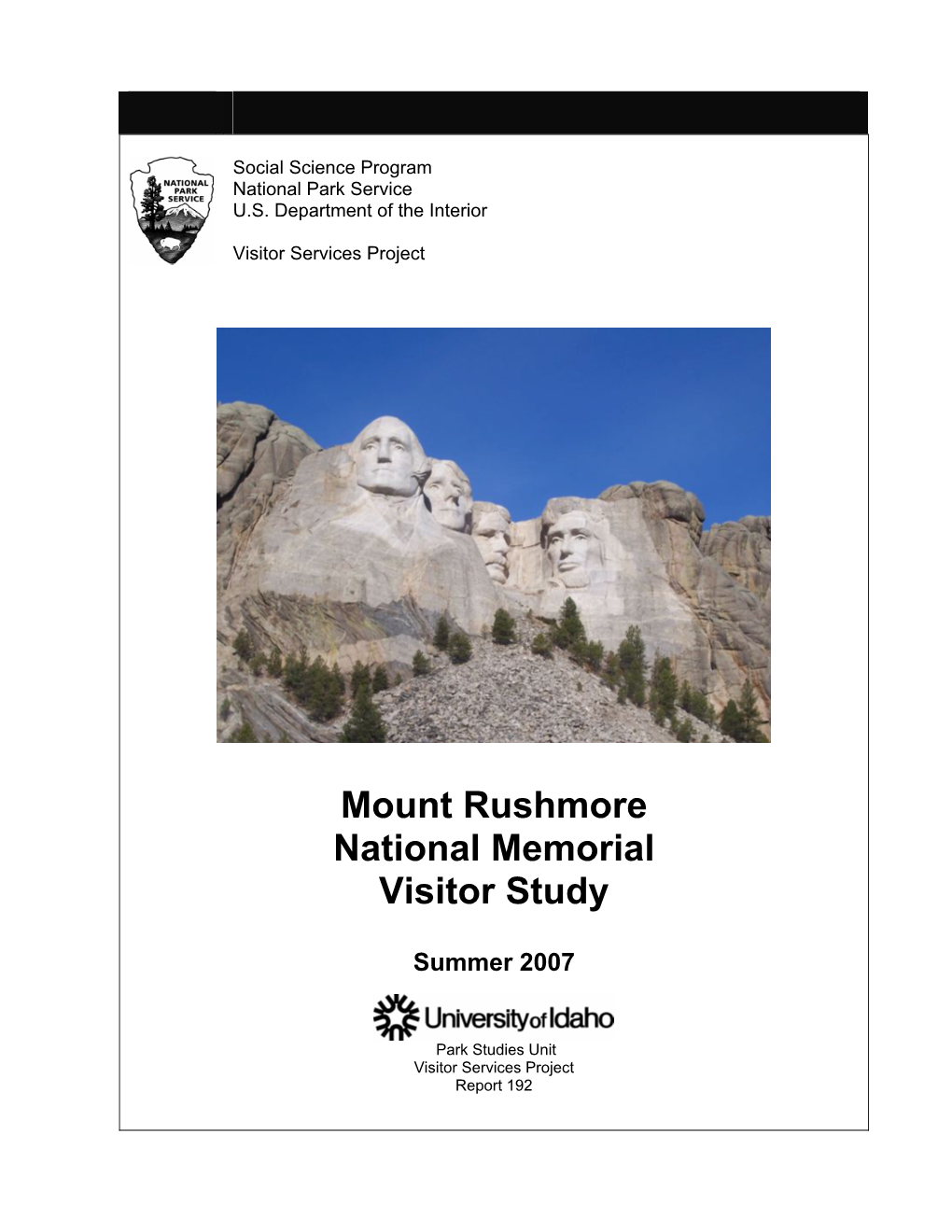 Mount Rushmore National Memorial Visitor Study