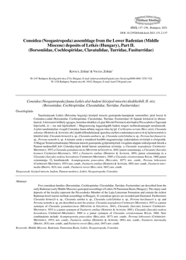 Conoidea (Neogastropoda) Assemblage from the Lower Badenian (Middle Miocene) Deposits of Letkés (Hungary), Part II. (Borsoniida