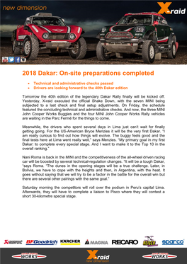 2018 Dakar: On-Site Preparations Completed