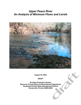Upper Peace River an Analysis of Minimum Flows and Levels