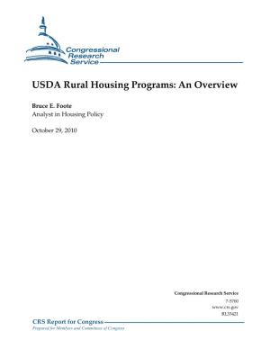 USDA Rural Housing Programs: an Overview