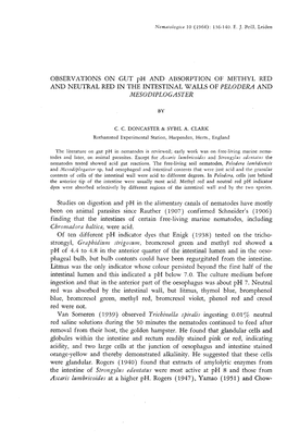 OBSERVATIONS on GUT Ph and ABSORPTION of METHYL RED and NEUTRAL RED in the INTESTINAL WALLS of PELODERA and MESODIPLOGASTER