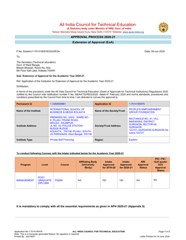 Kolkata Campus AICTE Approval Letter 2020