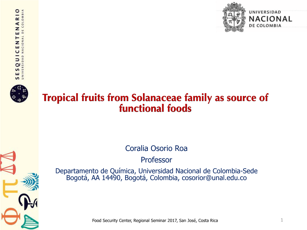 Tropical Fruits from Solanaceae Family As Source of Functional Foods