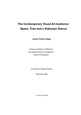 The Contemporary Visual Art Audience: Space, Time and a Sideways Glance
