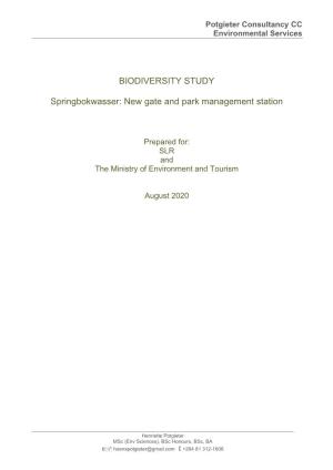BIODIVERSITY STUDY Springbokwasser: New Gate And