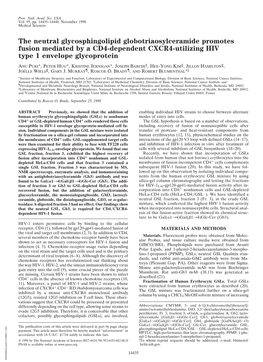 The Neutral Glycosphingolipid Globotriaosylceramide Promotes Fusion Mediated by a CD4-Dependent CXCR4-Utilizing HIV Type 1 Envelope Glycoprotein