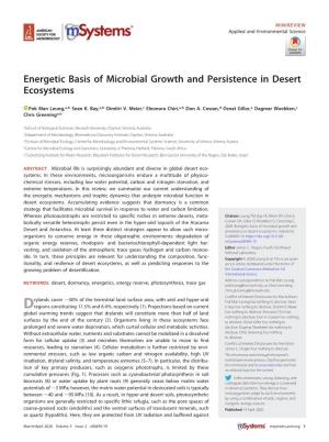 Energetic Basis of Microbial Growth and Persistence in Desert Ecosystems