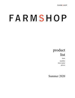 Fs Bakery Product List 2020 Summer
