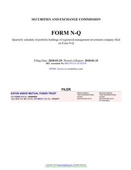 EATON VANCE MUTUAL FUNDS TRUST Form N-Q Filed 2018-03-29