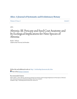 III. Pericarp and Seed Coat Anatomy and Its Ecological Implications for Nine Species of Abronia Ruth C