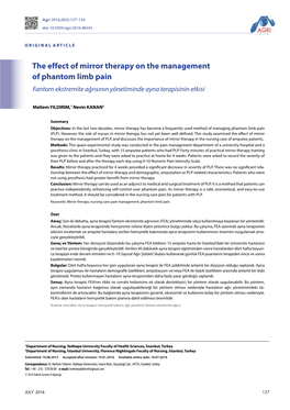 The Effect of Mirror Therapy on the Management of Phantom Limb Pain Fantom Ekstremite Ağrısının Yönetiminde Ayna Terapisinin Etkisi