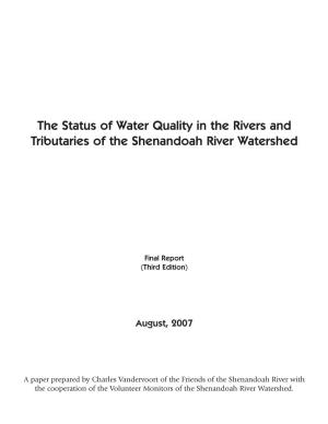 The Status of Water Quality in the Rivers and Tributaries of the Shenandoah River Watershed