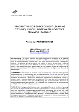 Gradient-Based Reinforcement Learning Techniques for Underwater Robotics Behavior Learning