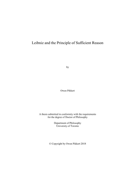 Leibniz and the Principle of Sufficient Reason
