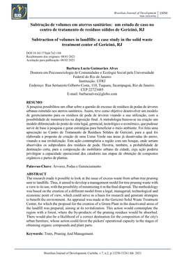 Subtração De Volumes Em Aterros Sanitários: Um Estudo De Caso No Centro De Tratamento De Resíduos Sólidos De Gericinó, RJ