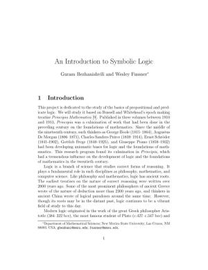 An Introduction to Symbolic Logic