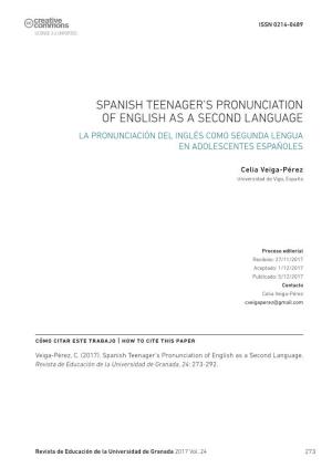 Spanish Teenager's Pronunciation of English As a Second Language