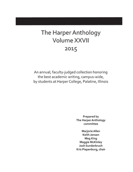 The Harper Anthology Volume XXVII 2015