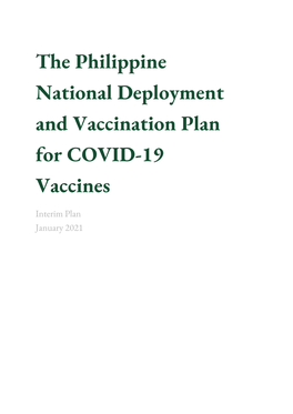The Philippine National Deployment and Vaccination Plan for COVID-19 Vaccines
