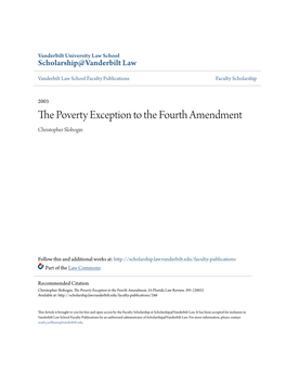 The Poverty Exception to the Fourth Amendment, 55 Florida Law Review