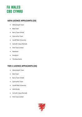 Uefa Licence Applicants (10) Tier 1 Licence Applicants
