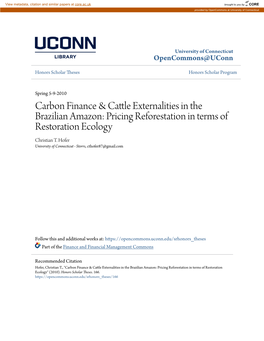 Carbon Finance & Cattle Externalities in the Brazilian Amazon
