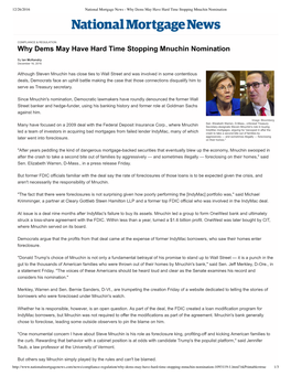 National Mortgage News - Why Dems May Have Hard Time Stopping Mnuchin Nomination