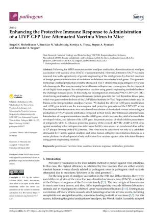 Enhancing the Protective Immune Response to Administration of a LIVP-GFP Live Attenuated Vaccinia Virus to Mice