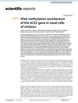 DNA Methylation Architecture of the ACE2 Gene in Nasal Cells of Children Andres Cardenas1,2*, Sheryl L
