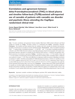 Correlations and Agreement Between Delta9tetrahydrocannabinol (THC