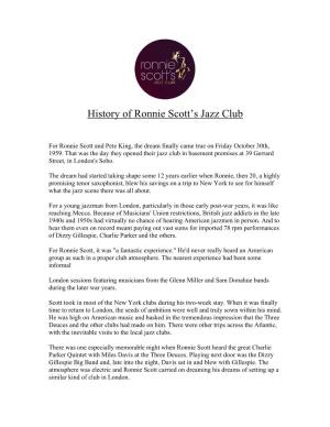 The History of Ronnie Scott's Jazz Club (PDF)